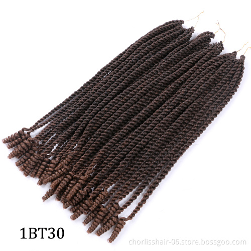 Wholesale 18'' 14'' Bug Ombre Dreadlocks Senegal Twist Spring Curly End Afro Synthetic Crochet Braiding Hair For Women Daily